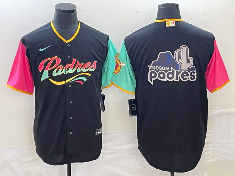 Men's San Diego Padres Black Team Big Logo City Connect Cool Base Stitched Baseball Jersey